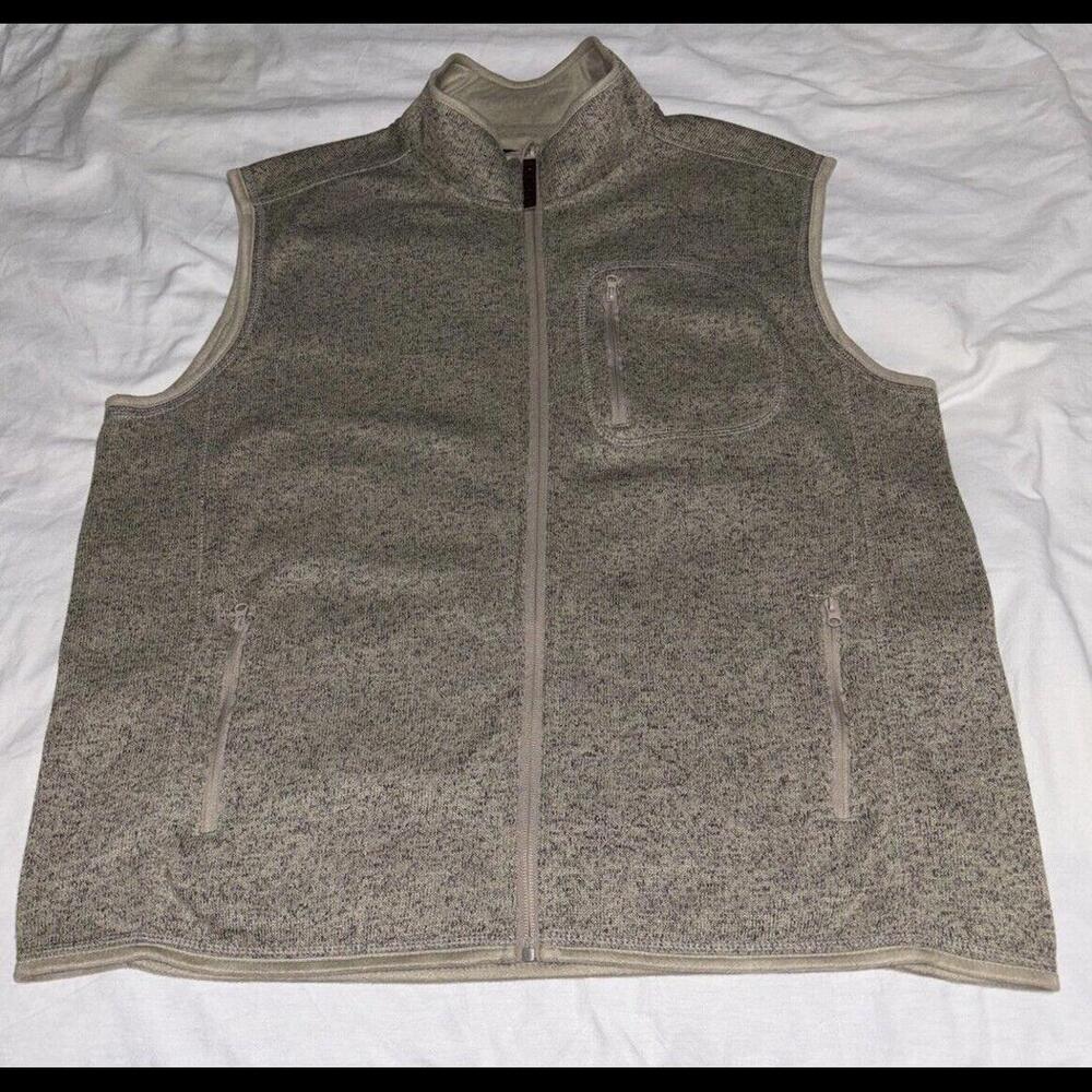 Smith's Workwear Men's Size XL Full Zip Sweater Fleece Vest Beige EUC
